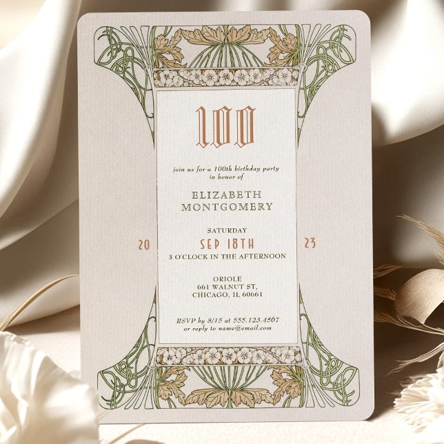 100 cumpleaños invitación Art Nouveau de Mucha (Subido por el creador)