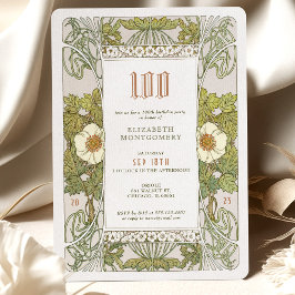 100 cumpleaños invitación Art Nouveau de Mucha