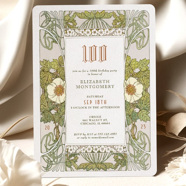 100 cumpleaños invitación Art Nouveau de Mucha (Subido por el creador)