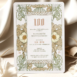 100 cumpleaños invitación Art Nouveau de Mucha