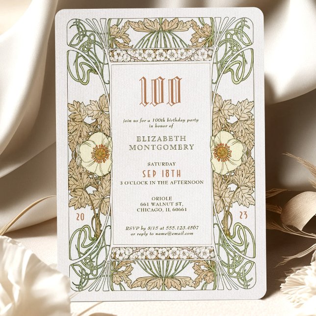 100 cumpleaños invitación Art Nouveau de Mucha (Subido por el creador)
