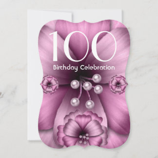100 cumpleaños invitación Flores rosas A04
