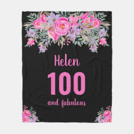 100 cumpleaños manta de pulpa floral rosa negra