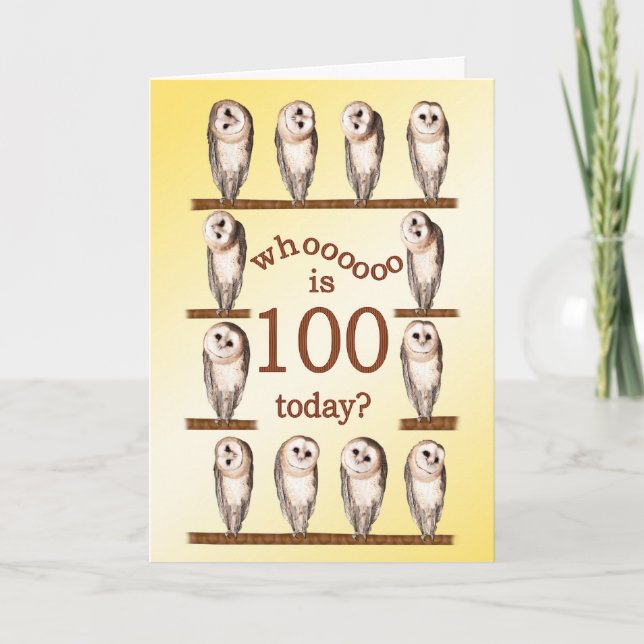 100 cumpleaños, tarjeta Curious owls. (Anverso)