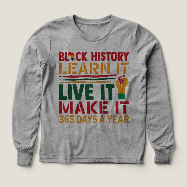 100 Days Learning Black History Afro Education Tee (Diseño frontal)