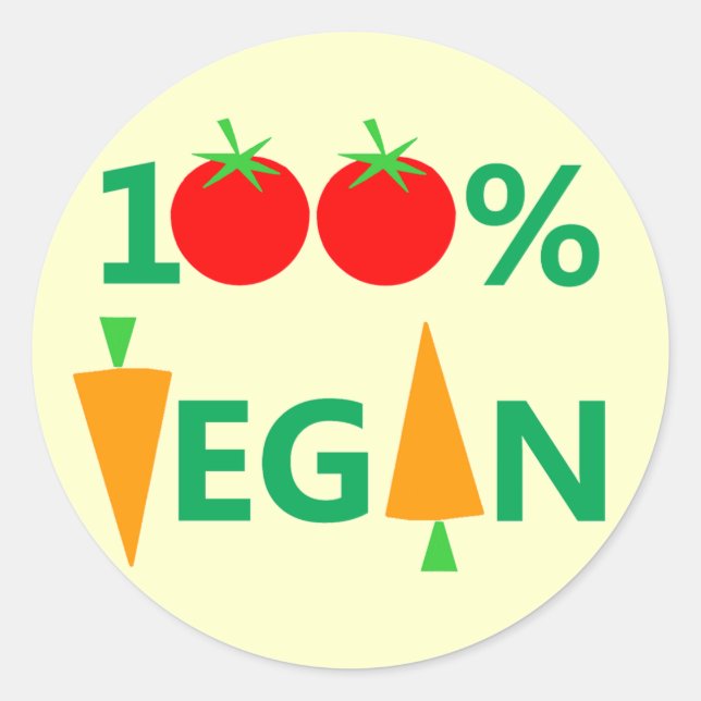 100% De Pegatinas Vegan Witty Para Activistas Vege (Anverso)