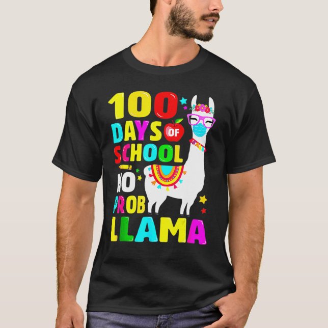 100 Días De Camisa Escolar No Probllama Llama Face (Anverso)
