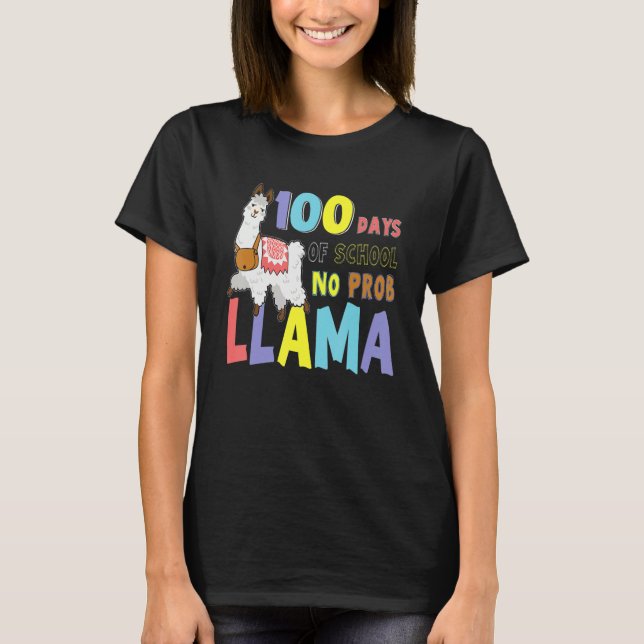 100 Días de Camisetas Escolares No Probllama Llama (Anverso)