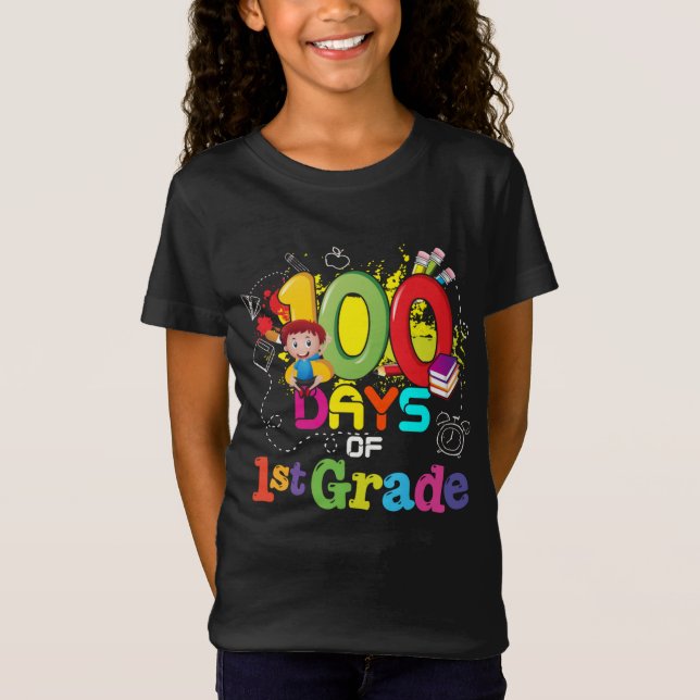 100 Días De Colegio Camiseta De Primer Grado (Anverso)