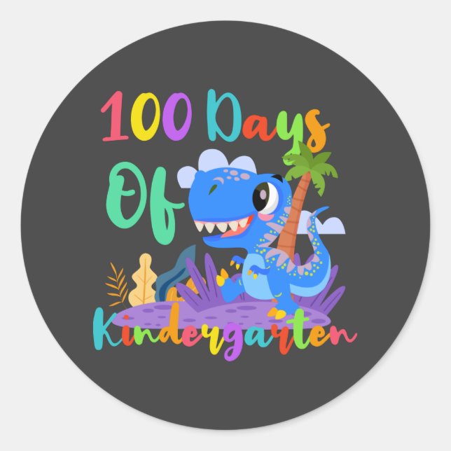 100 Días De Pegatina De Dinosaurio En El Jardín De (Anverso)