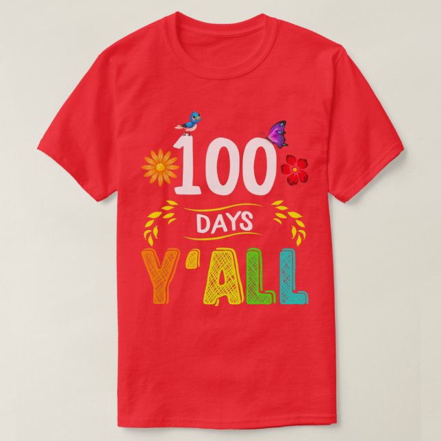 100 Días Yall Gracioso 100 Día de la Camisa Escola (Diseño del anverso)