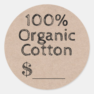 100% Etiqueta de precio de producto de algodón org