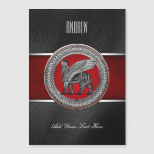 [100] León alado asirio: Lamassu dorado y negro