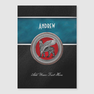 [100] León alado asirio: Lamassu dorado y negro