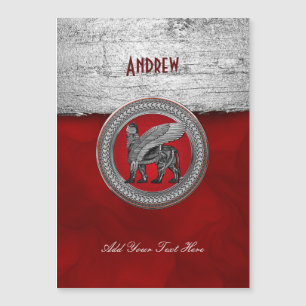 [100] León alado asirio: Lamassu dorado y negro