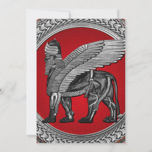 [100] León alado asirio: Lamassu dorado y negro
