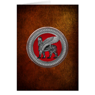 [100] León alado asirio: Lamassu dorado y negro