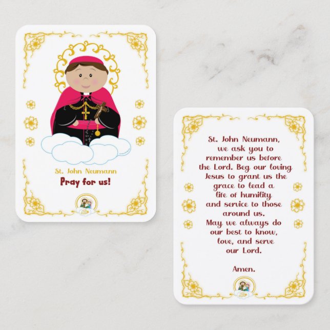 100 Mini Tarjetas Sagradas St. John Neumann (Anverso / Reverso)