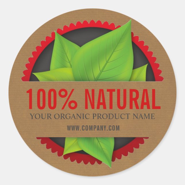 100% Pegatinas naturales de productos orgánicos a  (Anverso)