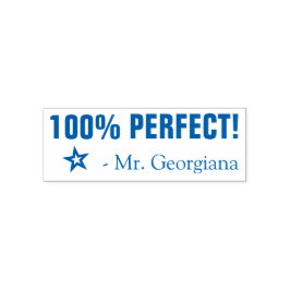"¡100% PERFECTO!" Sello de caucho del profesor