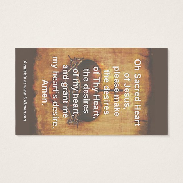 100 Tarjetas de Oración Sagrada del Corazón (Atrás)