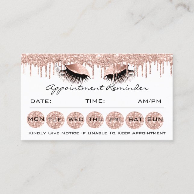 100 Tarjetas de recordatorio de citas maquilladas  (Anverso)