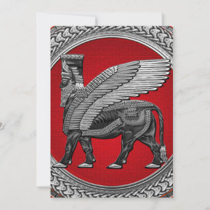 [100] Toro alado asirio: Lamassu plateado y negro