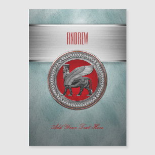 [100] Toro alado asirio: Lamassu plateado y negro