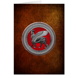 [100] Toro alado asirio: Lamassu plateado y negro