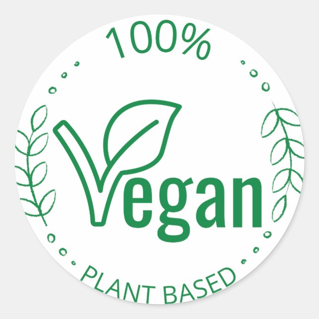 100% Vegan pegatina a base de plantas (Anverso)