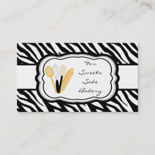 100 White Black Zebra Bakery Chef tarjeta de visit