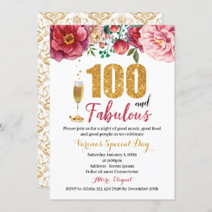 100 y fabulosa invitación al cumpleaños de las muj