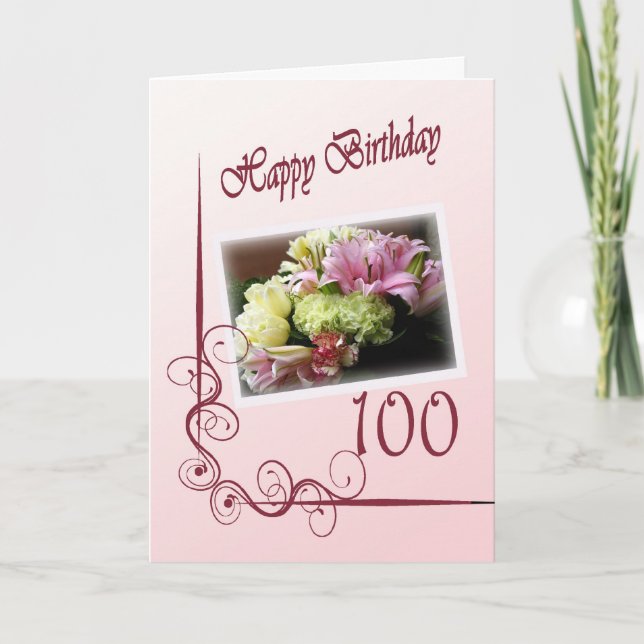 100a tarjeta de cumpleaños feliz - ramo de la flor (Anverso)