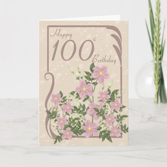 100a tarjeta de felicitación floral del cumpleaños (Anverso)