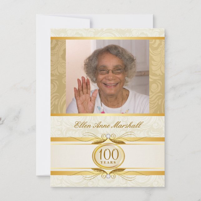 100o cumpleaños - invitación de la foto del (Anverso)