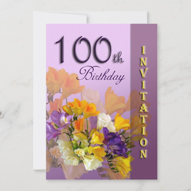 100o Invitación de la fiesta de cumpleaños (Anverso)