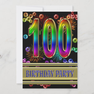 100o Invitación de la fiesta de cumpleaños con las