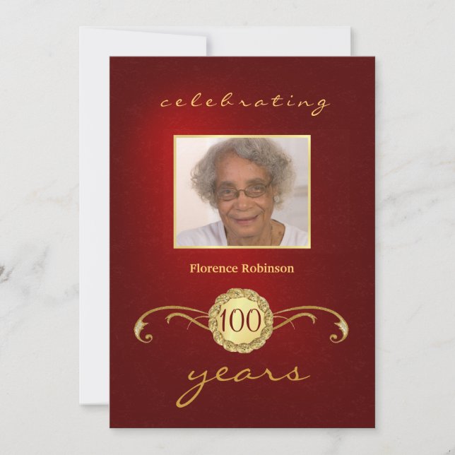 100o Invitaciones de la foto de la fiesta de (Anverso)