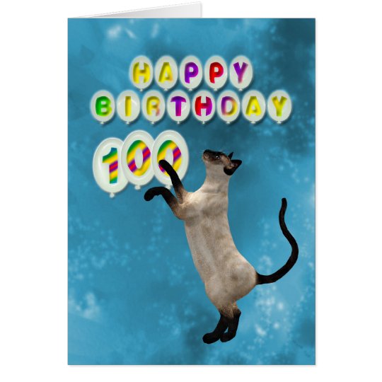 100o Tarjeta de cumpleaños con los gatos siameses
