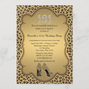 101ª invitación de cumpleaños, números, diamantes,
