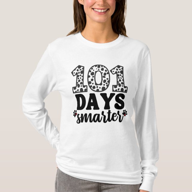 101 días de escuela Dalmacia Perro Camiseta gracio (Anverso)