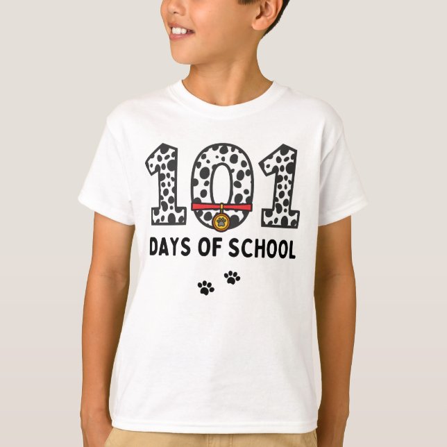101 días de escuela Dalmacia Perro Camiseta gracio (Anverso)