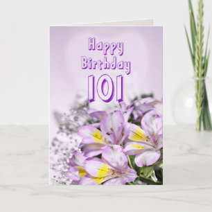 101o Tarjeta de cumpleaños con las flores del