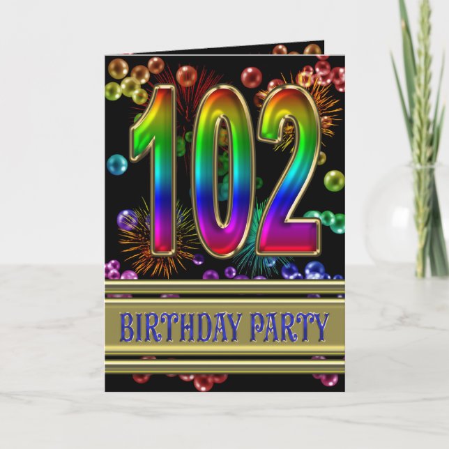 102o Invitación de la fiesta de cumpleaños (Anverso)