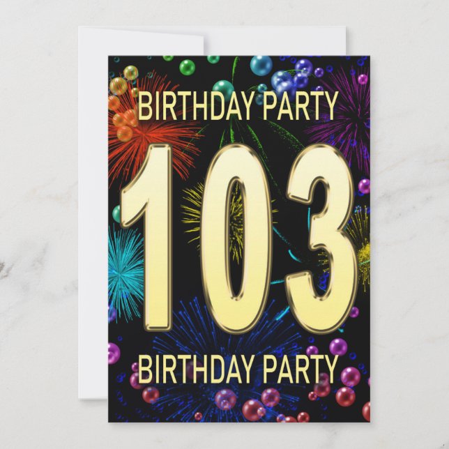 103.ª invitación a fiesta de cumpleaños - Burbujas (Anverso)
