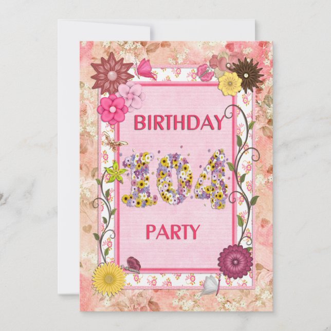 104ª invitación a fiesta de cumpleaños con marco f (Anverso)