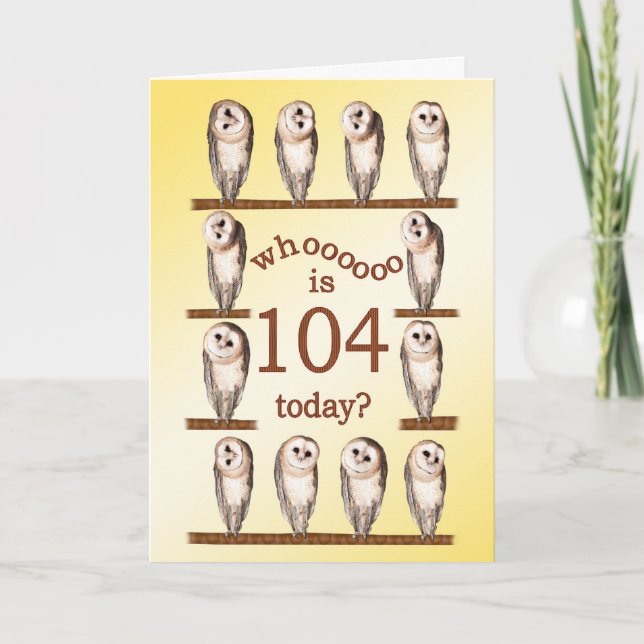 104 cumpleaños, tarjeta Curious owls. (Anverso)