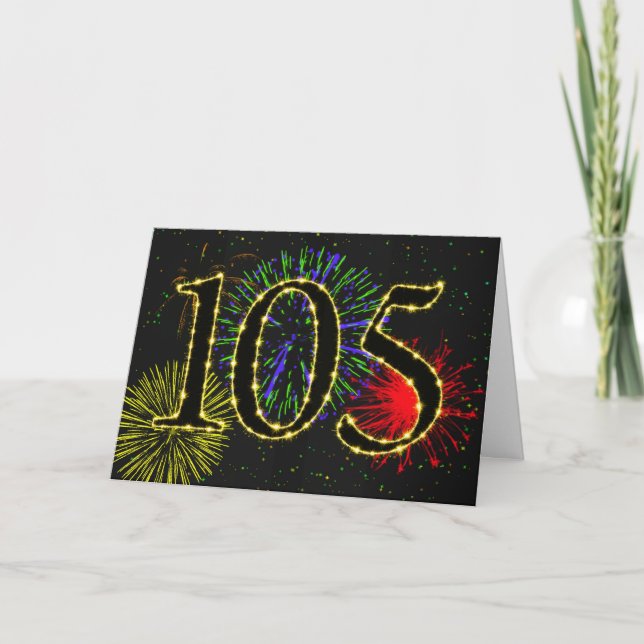 105ª tarjeta de cumpleaños con fuegos artificiales (Anverso)