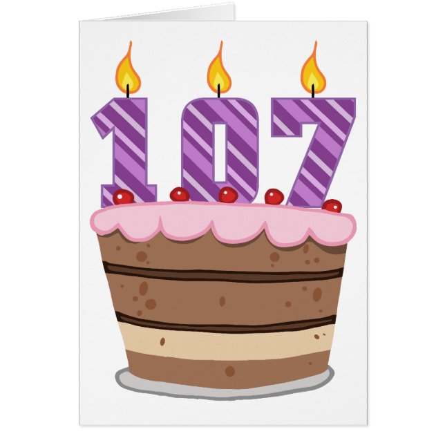 107 años en el pastel de cumpleaños (Frente)