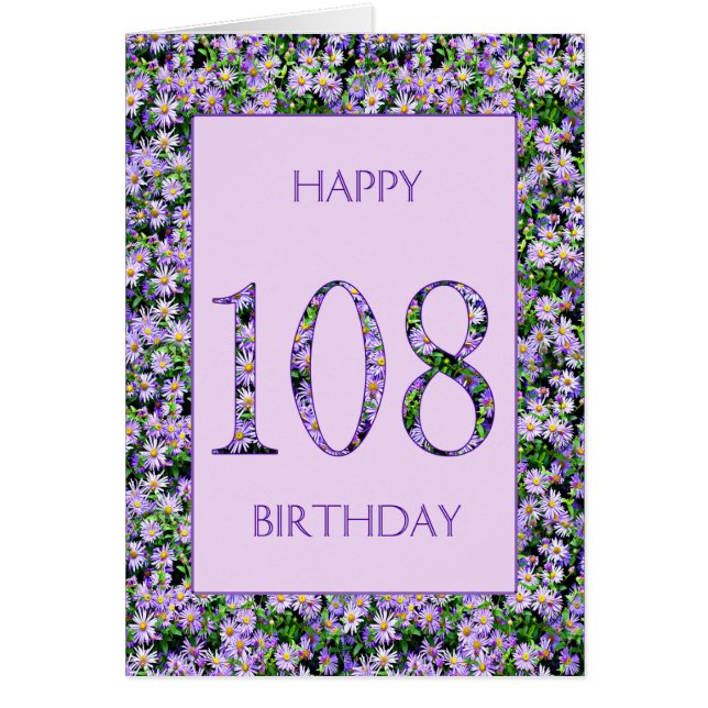 108.º cumpleaños: Daisies púrpura (Frente)